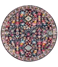 Modern  Boho Floral Multi/Purple 5' Round Area Rug