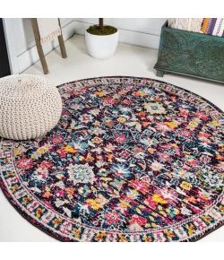 Jonathany Modern Persian MDP200A Multi/Purple Area Rug 5 ft. 3 in. X 5 ft. 3 in. Round