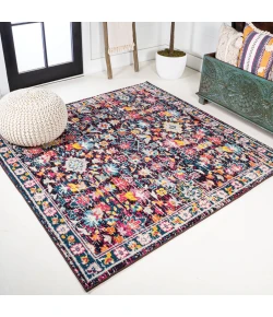 Jonathany Modern Persian MDP200A Multi/Purple Area Rug 5 ft. 3 in. X 5 ft. 3 in. Square