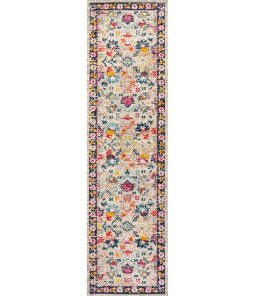 Modern  Boho Floral Beige/Multi 2 ft. x 8 ft. Runner Rug