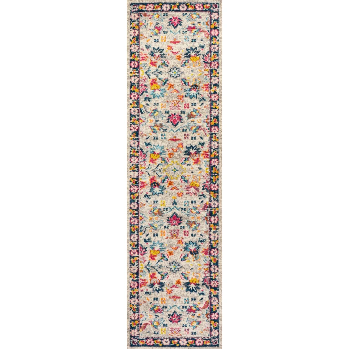 Modern  Boho Floral Beige/Multi 2 ft. x 8 ft. Runner Rug
