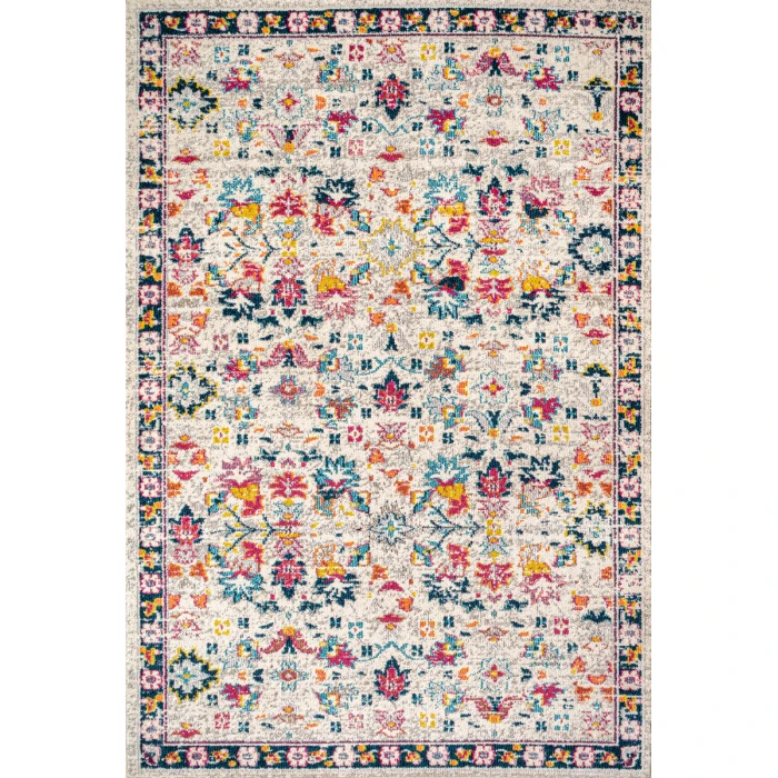 Modern  Boho Floral Beige/Multi 8 ft. x 10 ft. Area Rug