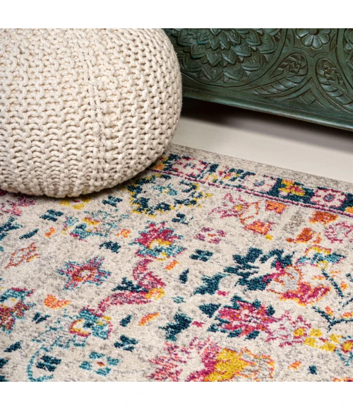 Modern  Boho Floral Beige/Multi 5 ft. x 8 ft. Area Rug