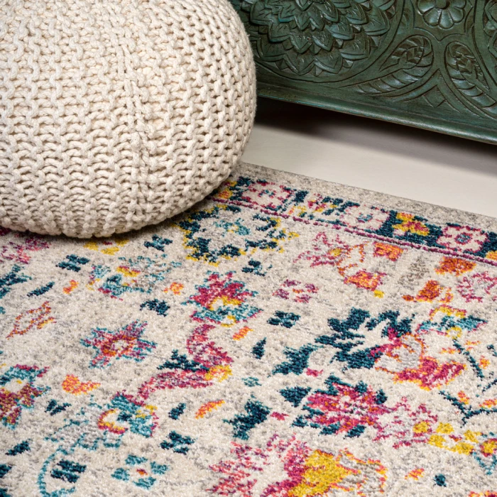 Modern  Boho Floral Beige/Multi 8 ft. x 10 ft. Area Rug