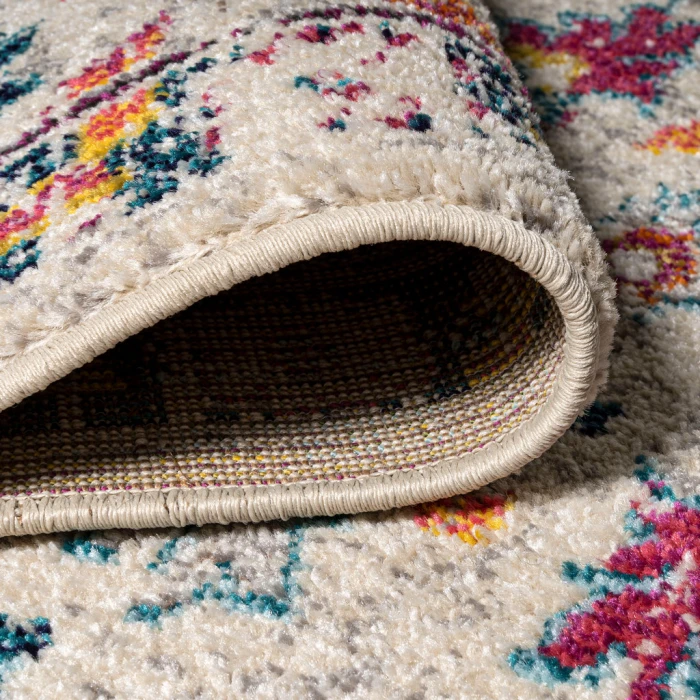 Modern  Boho Floral Beige/Multi 2 ft. x 8 ft. Runner Rug