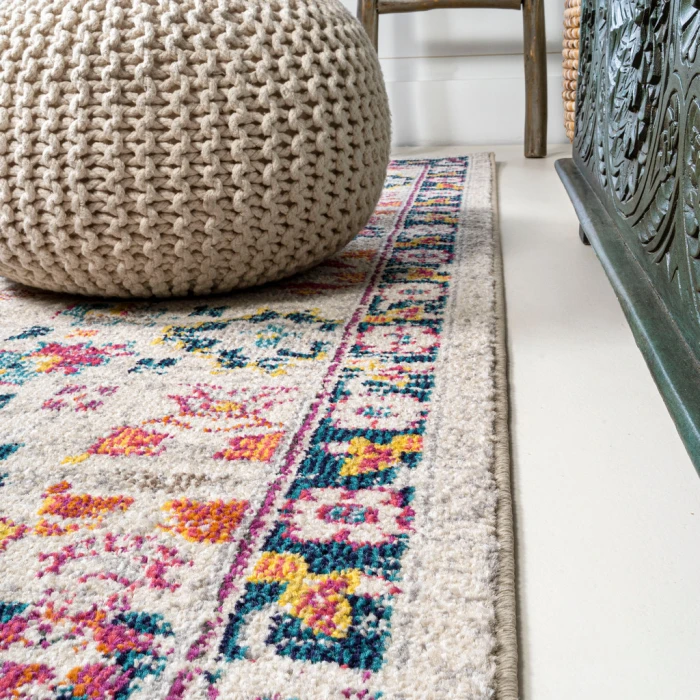 Modern  Boho Floral Beige/Multi 2 ft. x 8 ft. Runner Rug