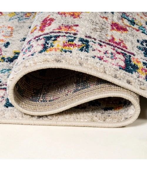 Modern  Boho Floral Beige/Multi 2 ft. x 8 ft. Runner Rug
