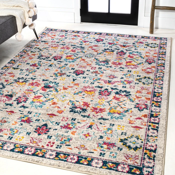 Modern  Boho Floral Beige/Multi 8 ft. x 10 ft. Area Rug