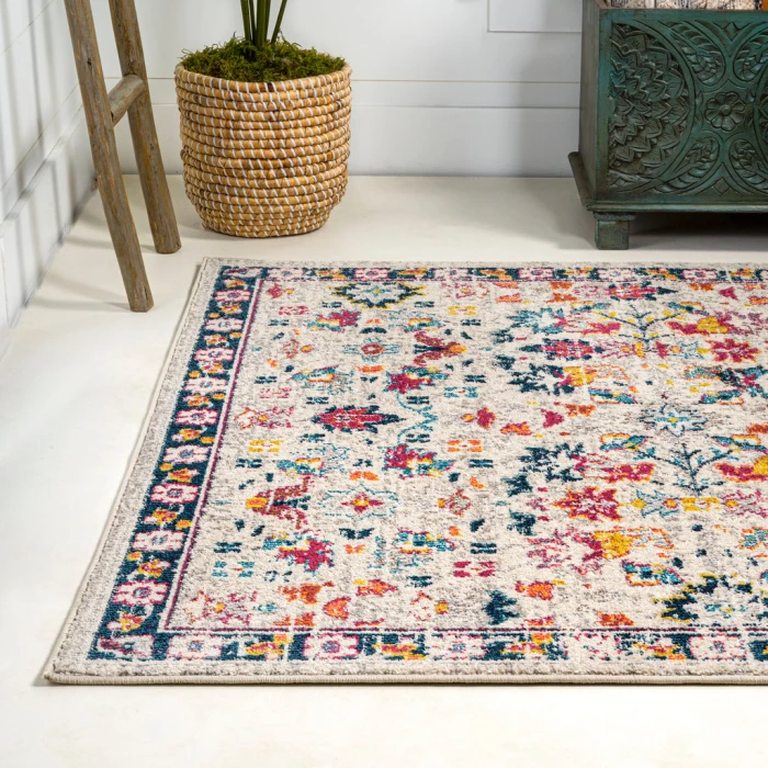 Modern  Boho Floral Beige/Multi 8 ft. x 10 ft. Area Rug