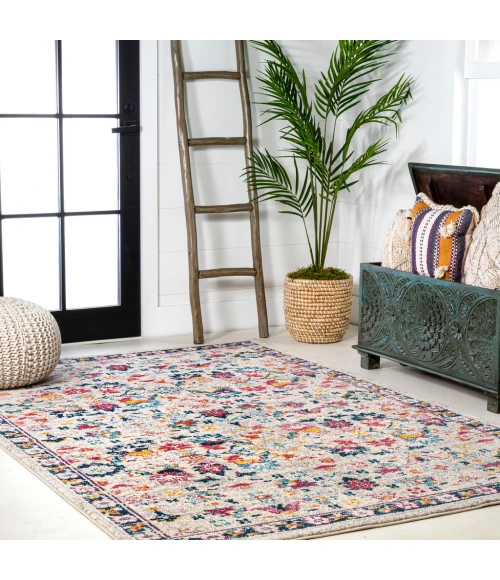 Modern  Boho Floral Beige/Multi 5 ft. x 8 ft. Area Rug