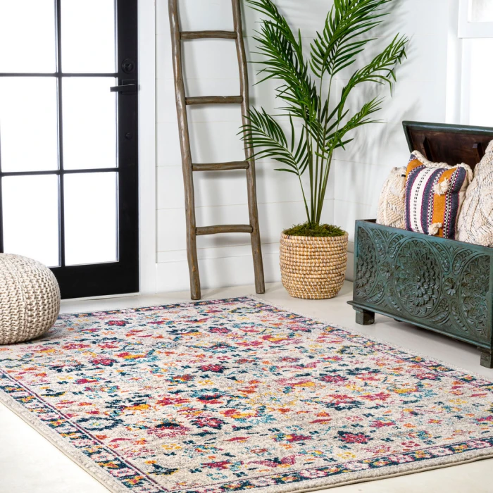 Modern  Boho Floral Beige/Multi 8 ft. x 10 ft. Area Rug