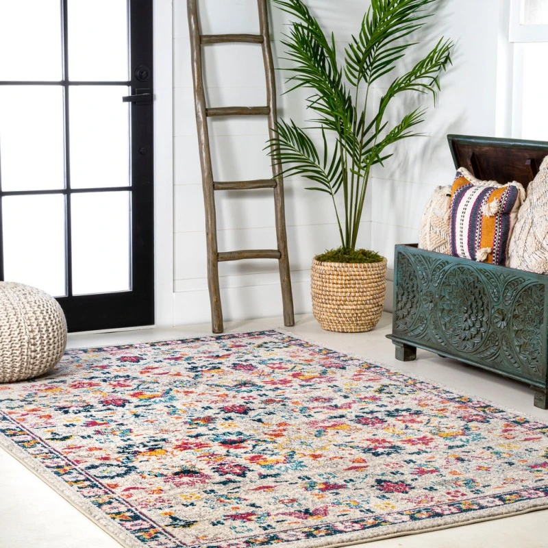 Modern  Boho Floral Beige/Multi 4 ft. x 6 ft. Area Rug