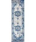 Modern  Boho Vintage Medallion Ivory/Blue 2 ft. x 8 ft. Runner Rug