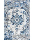 Modern  Boho Vintage Medallion Ivory/Blue 5 ft. x 8 ft. Area Rug