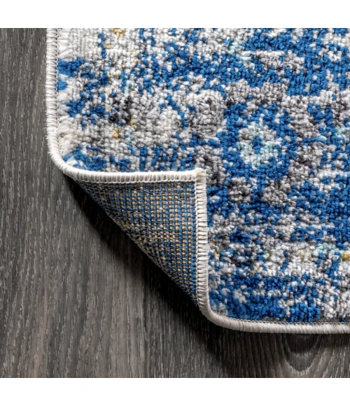 Modern  Boho Vintage Medallion Ivory/Blue 5 ft. x 8 ft. Area Rug