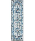 Modern  Boho Vintage Medallion Cream/Blue 2 ft. x 8 ft. Runner Rug