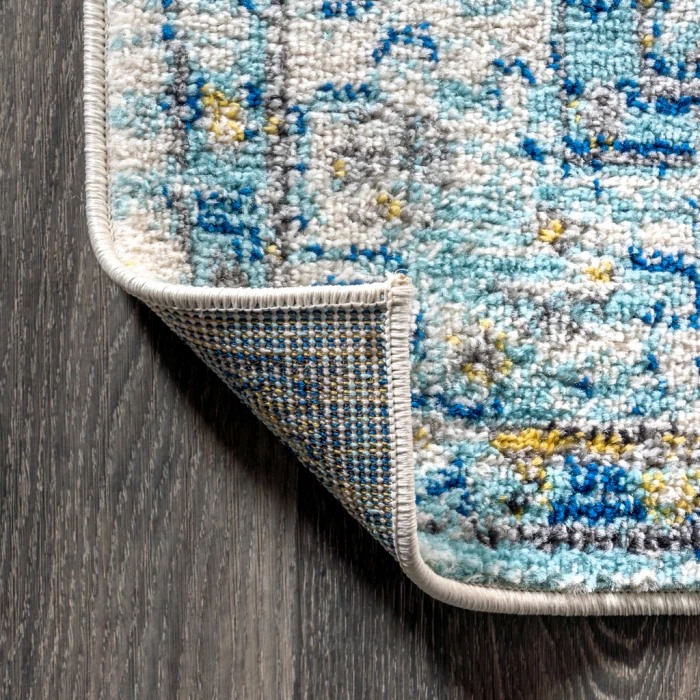 Modern  Boho Vintage Medallion Cream/Blue 8 ft. x 10 ft. Area Rug