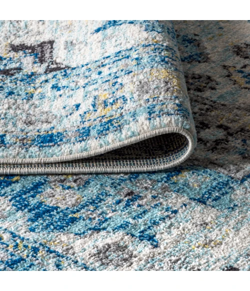 Modern  Boho Vintage Medallion Cream/Blue 5 ft. x 8 ft. Area Rug