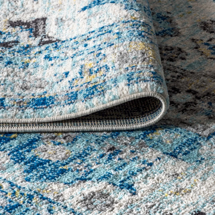Modern  Boho Vintage Medallion Cream/Blue 8 ft. x 10 ft. Area Rug