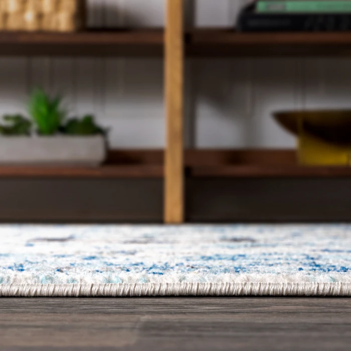 Modern  Boho Vintage Medallion Cream/Blue 8 ft. x 10 ft. Area Rug