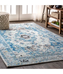 Jonathany Modern Persian MDP202A Cream/Blue Area Rug 5 ft. 3 in. X 7 ft. 7 in. Rectangle
