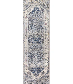 Jonathany Modern Persian MDP203A Cream/Blue Area Rug 2 ft. 3 in. X 8 ft. Runner