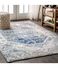 Modern  Boho Vintage Cream/Blue 5 ft. x 8 ft. Area Rug