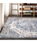 Modern  Boho Vintage Cream/Blue 5 ft. x 8 ft. Area Rug