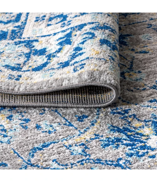 Modern  Boho Floral Gray/Navy 8 ft. x 10 ft. Area Rug