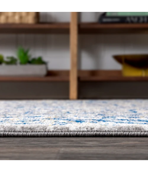 Modern  Boho Floral Gray/Navy 8 ft. x 10 ft. Area Rug