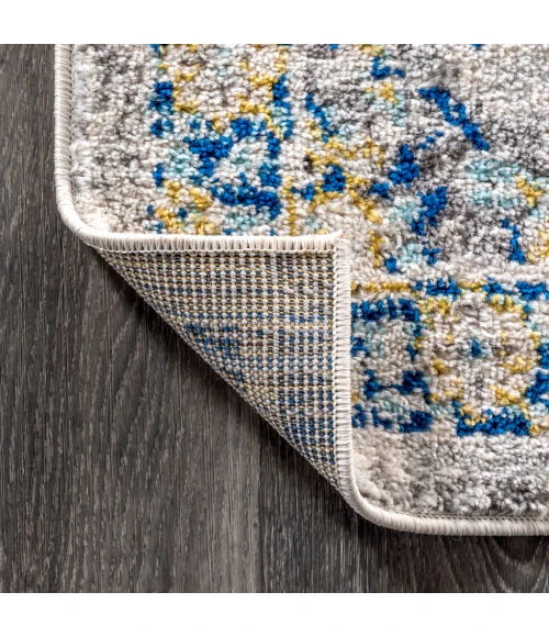 Modern  Boho Vintage Trellis Blue/Multi 2 ft. x 8 ft. Runner Rug