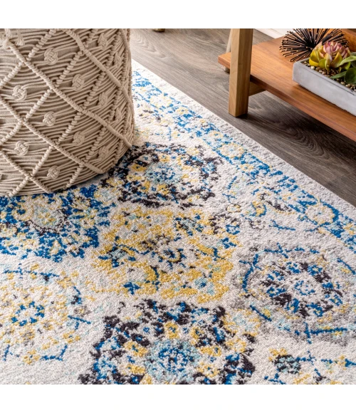 Modern  Boho Vintage Trellis Blue/Multi 2 ft. x 8 ft. Runner Rug