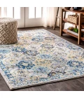 Modern  Boho Vintage Trellis Blue/Multi 4 ft. x 6 ft. Area Rug