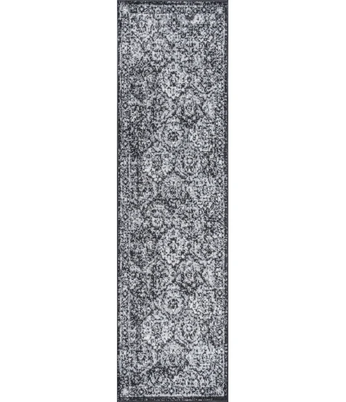 Modern  Boho Vintage Trellis Black/Ivory 2 ft. x 8 ft. Runner Rug