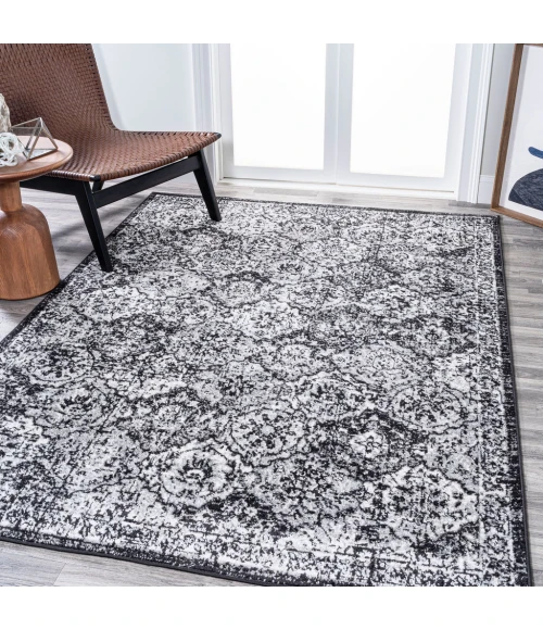 Modern  Boho Vintage Trellis Black/Ivory 5 ft. x 8 ft. Area Rug