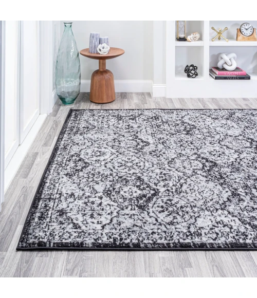 Modern  Boho Vintage Trellis Black/Ivory 5 ft. x 8 ft. Area Rug