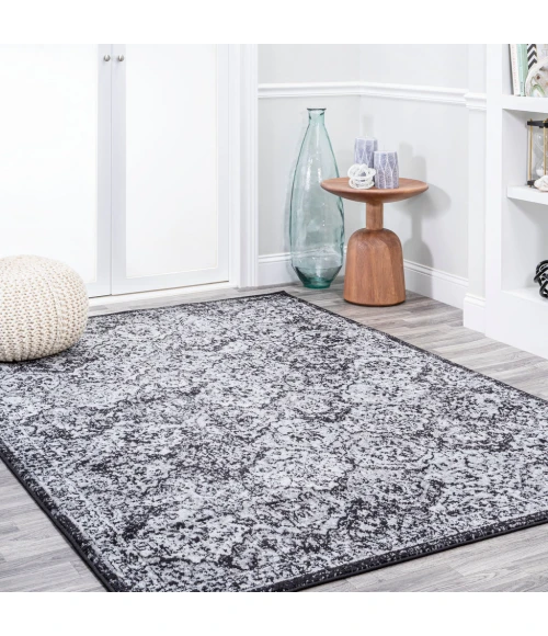 Modern  Boho Vintage Trellis Black/Ivory 5 ft. x 8 ft. Area Rug