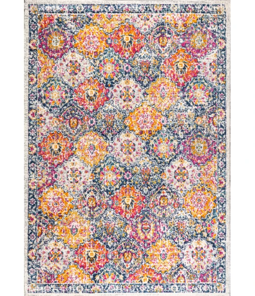 Modern  Boho Vintage Trellis Multi 5 ft. x 8 ft. Area Rug