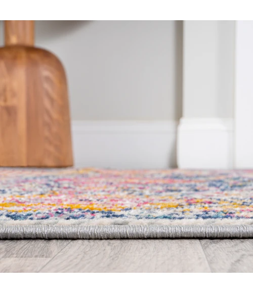 Modern  Boho Vintage Trellis Ivory/Navy/Multi 2 ft. x 8 ft. Runner Rug