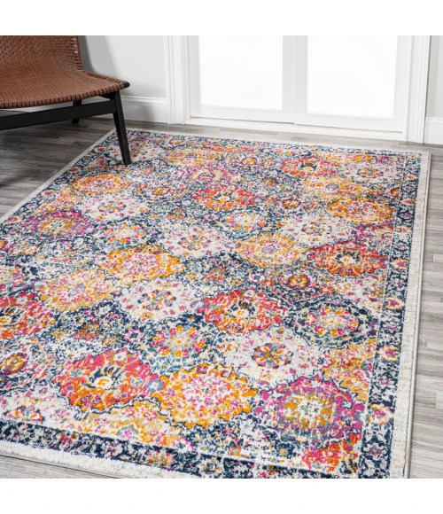 Modern  Boho Vintage Trellis Multi 5 ft. x 8 ft. Area Rug