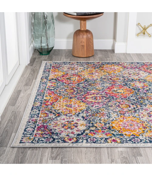 Modern  Boho Vintage Trellis Multi 5 ft. x 8 ft. Area Rug