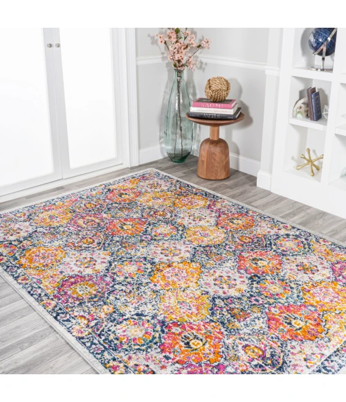 Modern  Boho Vintage Trellis Multi 5 ft. x 8 ft. Area Rug