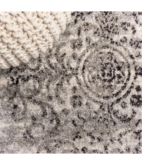 Minori Filigree Medallion Dark Gray/Cream 5 ft. x 8 ft. Area Rug