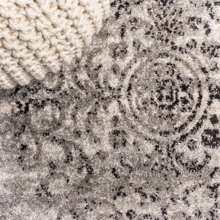 Minori Filigree Medallion Dark Gray/Cream 3 ft. x 5 ft. Area Rug