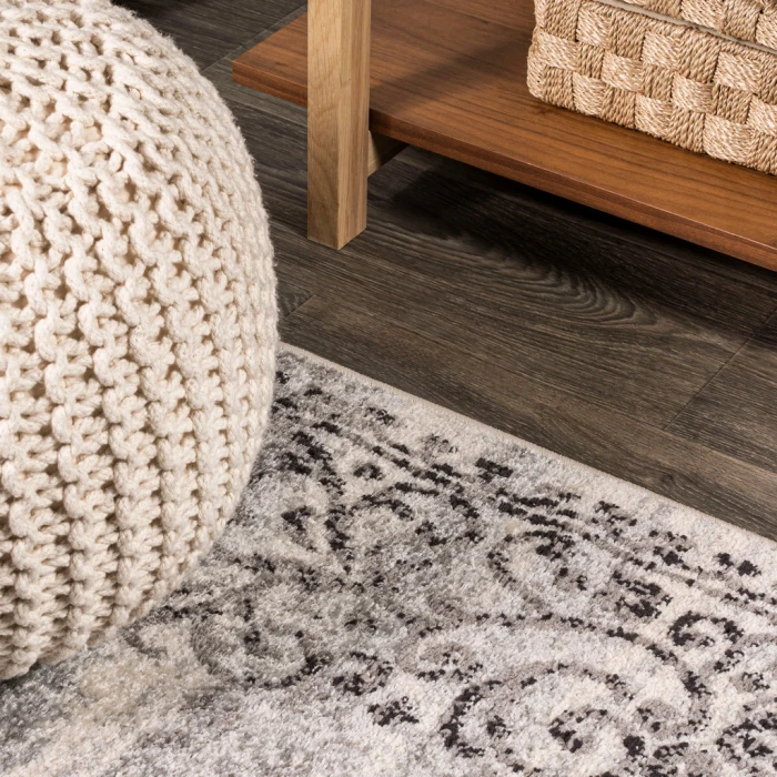 Minori Filigree Medallion Dark Gray/Cream 3 ft. x 5 ft. Area Rug