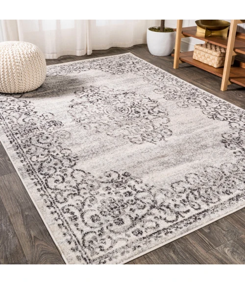 Minori Filigree Medallion Dark Gray/Cream 5 ft. x 8 ft. Area Rug