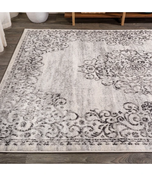 Minori Filigree Medallion Dark Gray/Cream 5 ft. x 8 ft. Area Rug
