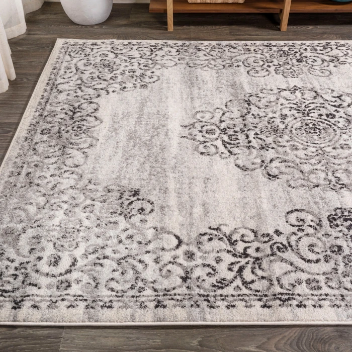 Minori Filigree Medallion Dark Gray/Cream 3 ft. x 5 ft. Area Rug