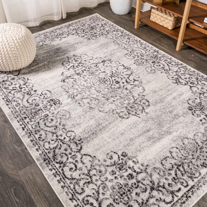 Minori Filigree Medallion Dark Gray/Cream 3 ft. x 5 ft. Area Rug