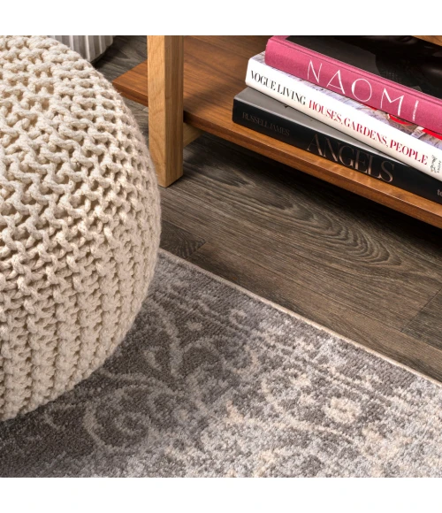 Minori Filigree Medallion Light Gray/Cream 5 ft. x 8 ft. Area Rug